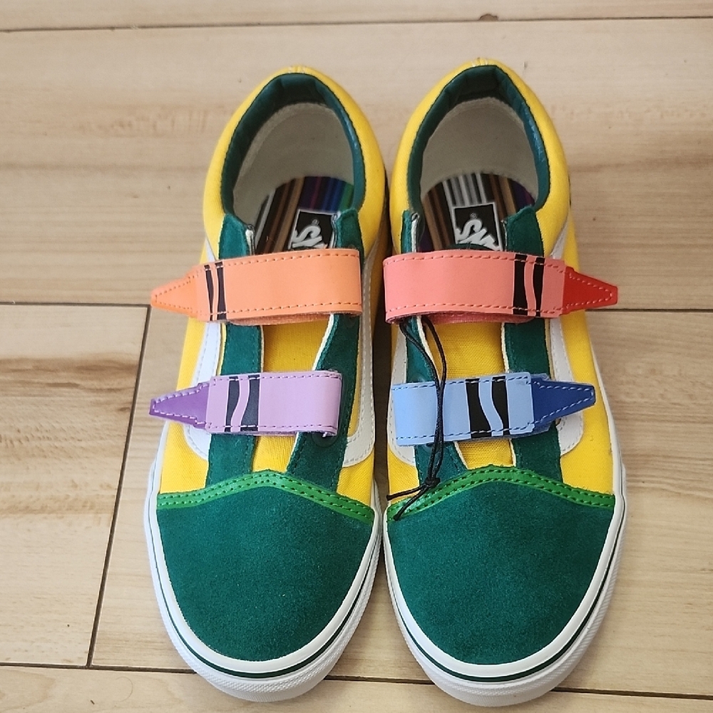 Vans Chic Yellow and Green Sneakers with Velcro Straps